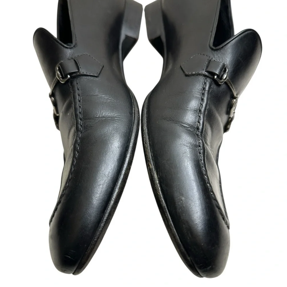 Louis Vuitton Black Leather Slip-On Loafers